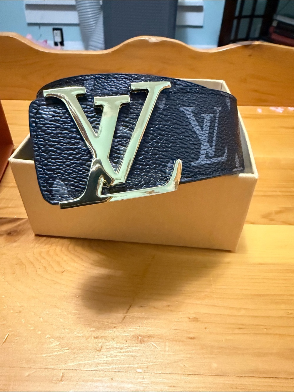 Fashion inspired Black Monogram Buckle Leather Belt